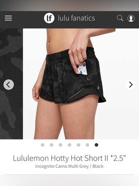 Lululemon hotty hot camo shorts